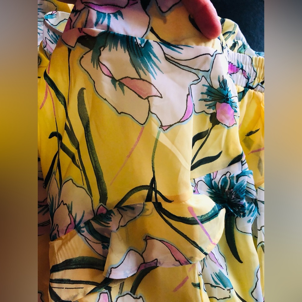 Kate & Mallory Ruffled Summer Chiffon Skirt Sz 2X 🌼Flowers Asymmetrical Bottom - Picture 8 of 11